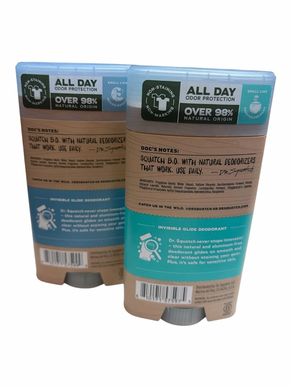 Dr Squatch Men's Natural Invisible Glide Deodorant, 2 Pack